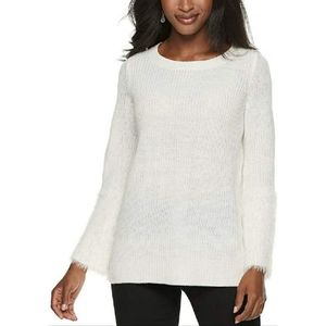 3/$15 Apt. 9 Eyelash Bell Sleeve Ivory Sweater